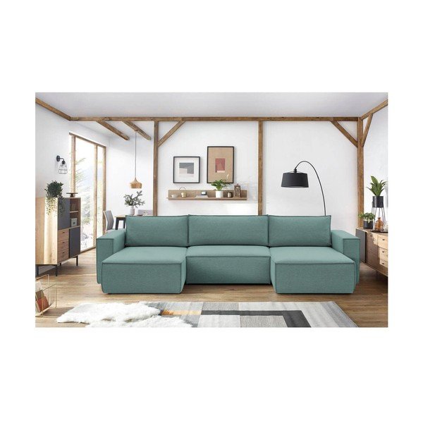 Kampinė sofa šviesiai mėlynos spalvos („U“ formos) Nihad – Bobochic Paris-image-1