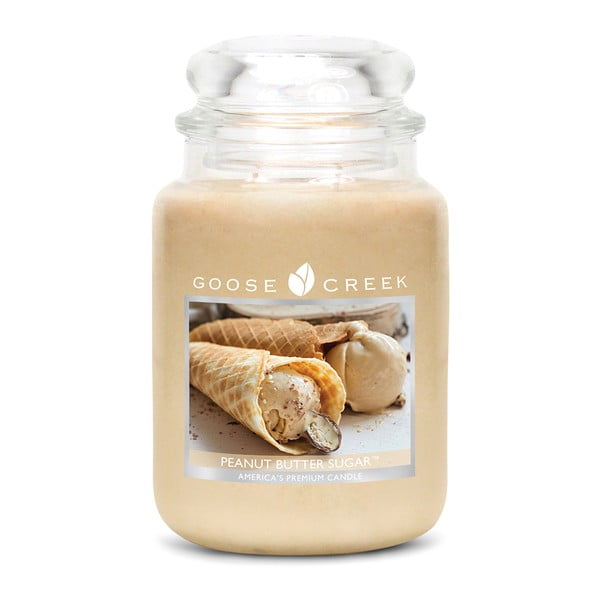 Kvapnioji žvakė stikliniame indelyje "Goose Creek Peanut Butter II", 150 valandų degimo trukmė
