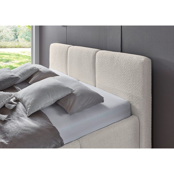 Dramblio kaulo spalvos dvigulė lova audiniu dengta be grotelių 180x200 cm Merida – Meise Möbel-image-3
