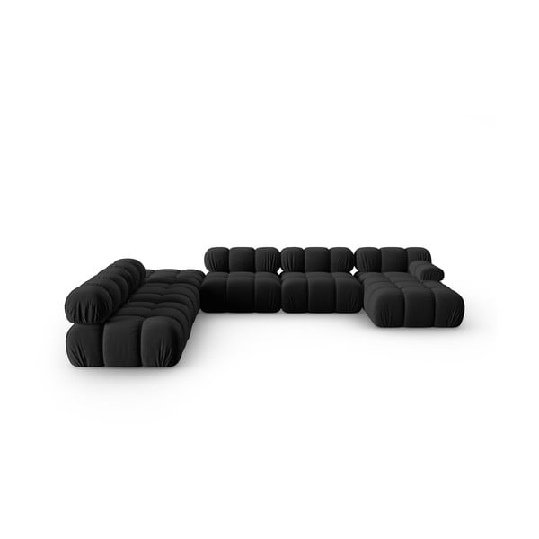 Sofa juodos spalvos iš velveto 379 cm Bellis – Micadoni Home