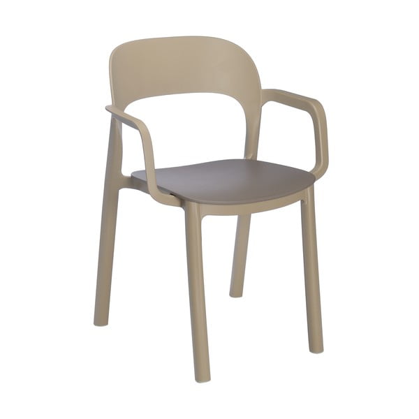 4 smėlio rudos spalvos kėdžių su rudomis sėdynėmis ir porankiais rinkinys "Resol Ona