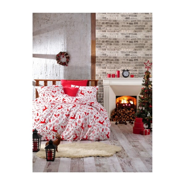 Kalėdinė medvilninė viengulė patalynė su paklode "Zoe", 160 x 220 cm