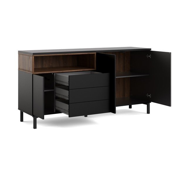 Juodos spalvos šoninė spintelė 176x90x49 cm Roomers – Tvilum-image-4