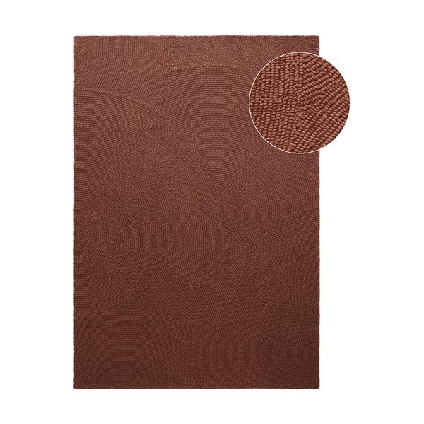Rankų darbo raudonos plytų spalvos iš vilnos kilimas 160x230 cm Calmio – Hanse Home