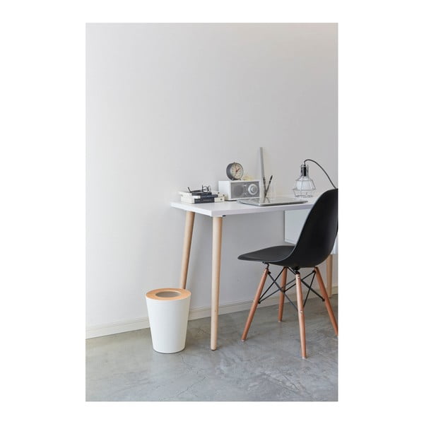 Baltos spalvos/natūralios spalvos iš plieno šiukšliadėžė biurui 10 l Rin – YAMAZAKI-image-2