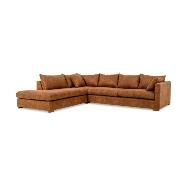Iš dirbtinės odos kampinė sofa konjako rudos spalvos (su kairiuoju kampu) Hamburg – Scandic-image-2