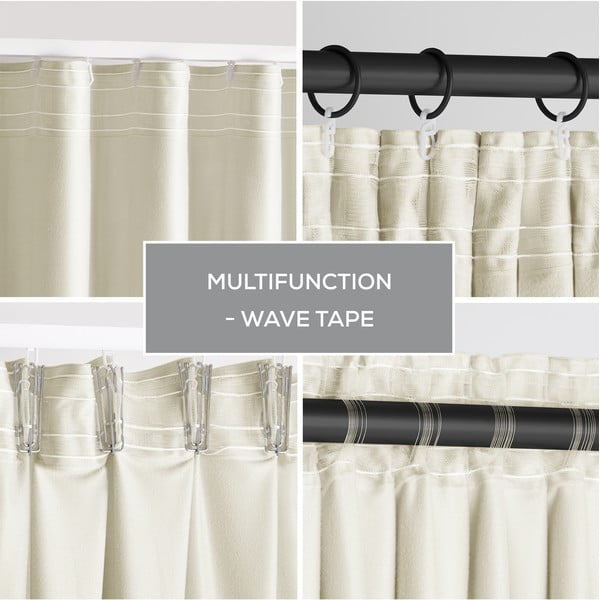 Kreminės spalvos iš velveto pritemdymas (dalinis užtemimas) užuolaida 140x245 cm Pleat – Restilo-image-2