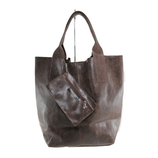 Ruda odinė rankinė Chicca Borse Tote Moe-image-1