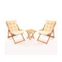 Sodo poilsio baldų komplektas iš bukmedžio masyvo kreminės spalvos/natūralios spalvos 2 žmonėms – Floriane Garden