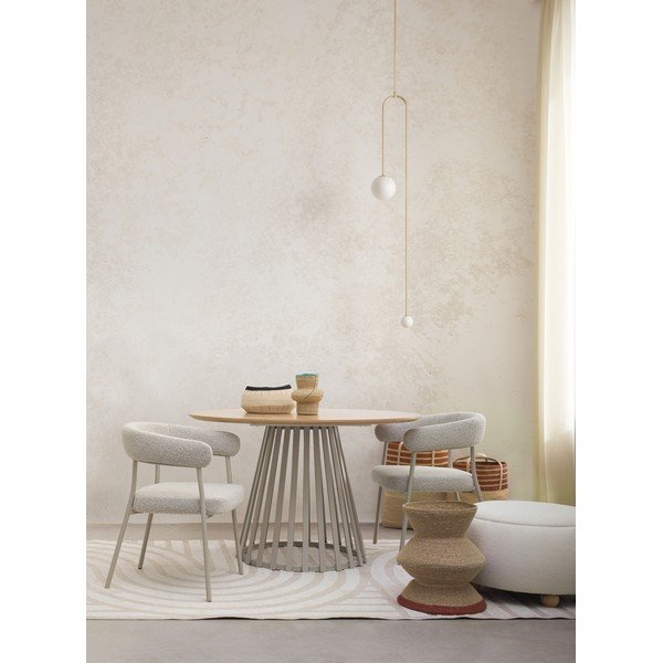 Kreminės spalvos pufas iš boucle Irisha – Bizzotto-image-1