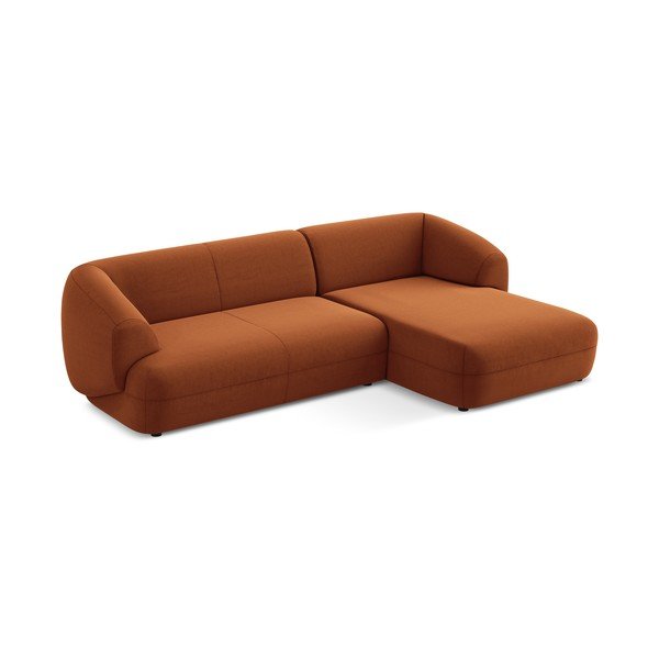 Oranžinės spalvos iš velveto kampinė sofa (su dešiniuoju kampu) Moana – Makamii-image-3