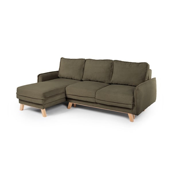 Iš kordinio velveto sulankstoma kampinė sofa žalios spalvos (kintama) Tori – Bonami Selection-image-2