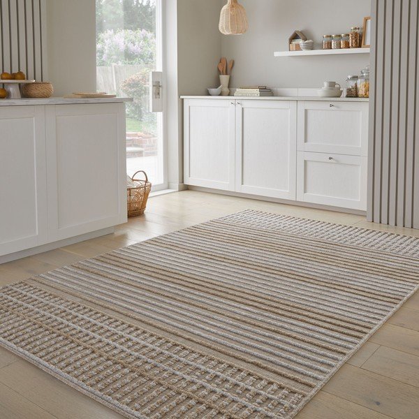 Skalbiamas iš šenilino kilimas smėlio spalvos 200x320 cm Elton – Flair Rugs-image-1