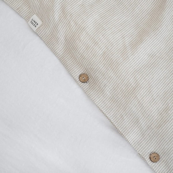 Viengulė patalynė baltos spalvos/smėlio spalvos iš lino 140x200 cm – Linen Tales-image-3