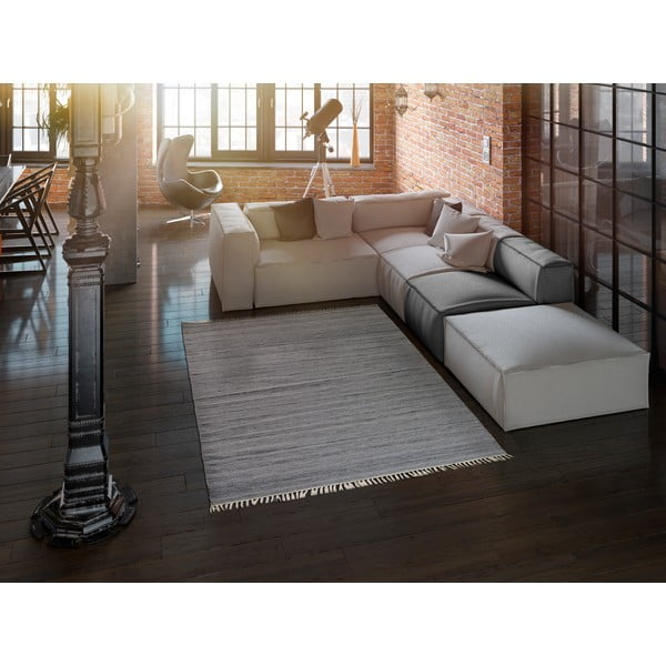 Tamsiai pilkas lauko kilimas iš perdirbto plastiko Universal Liso, 140 x 200 cm-image-1