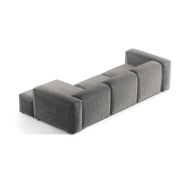 Šviesiai pilkos spalvos iš kordinio velveto kampinė sofa (su dešiniuoju kampu/su gultu) Bergamo – Cosmopolitan Design-image-4