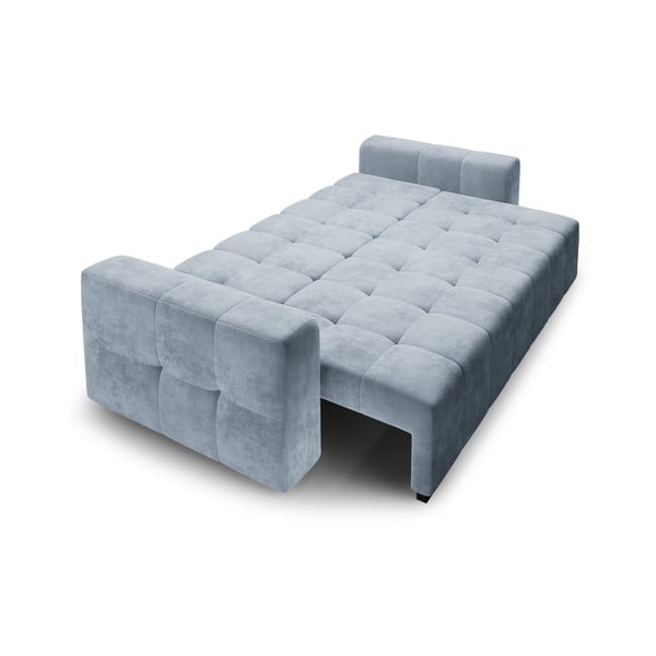 Šviesiai mėlyna aksominė sofa-lova Milo Casa Luca-image-4