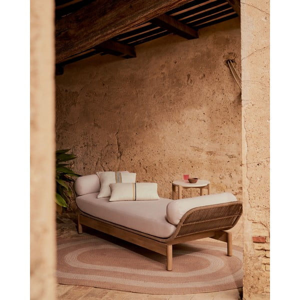 Iš akacijos masyvo sodo sofa kreminės spalvos/natūralios spalvos Catalina – Kave Home-image-1