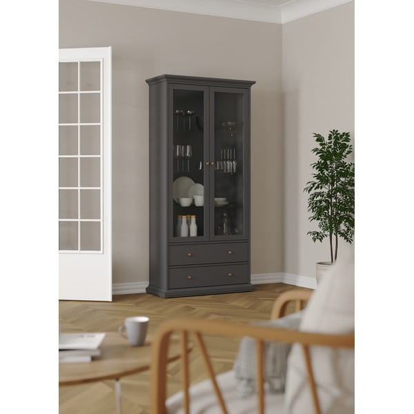 Vitrina pilkos spalvos 96x201 cm Paris – Tvilum-image-1