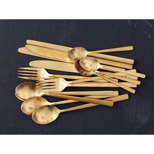 Žalvario spalvos plieniniai stalo įrankiai 16 vnt. Brass – Bitz-image-3