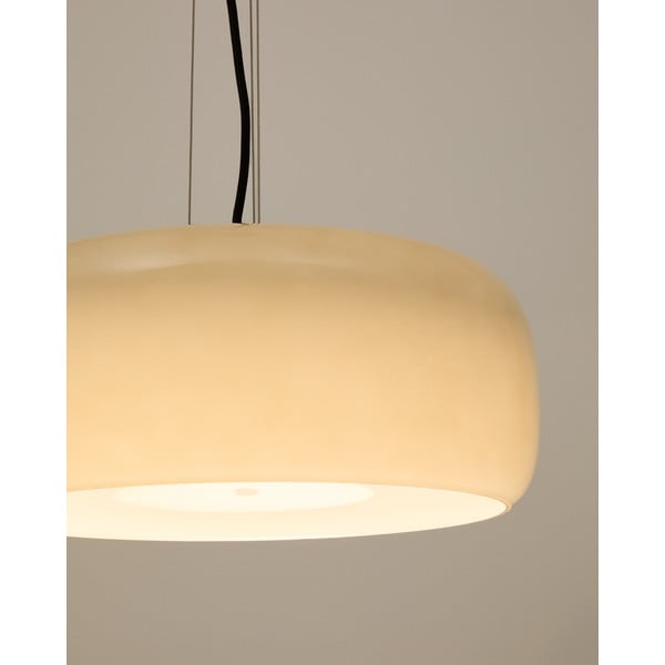 Pilkai smėlinės spalvos kabantis šviestuvas LED ø 38 cm su stiklo gaubtu Reig – Kave Home-image-1