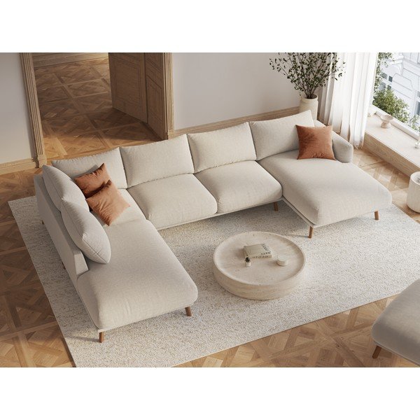 Smėlio spalvos kampinė sofa („U“ formos) Naomi – Micadoni -image-1