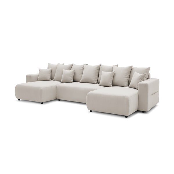 Šviesiai smėlio spalvos U formos sofa-lova Envy - Bobochic Paris-image-3
