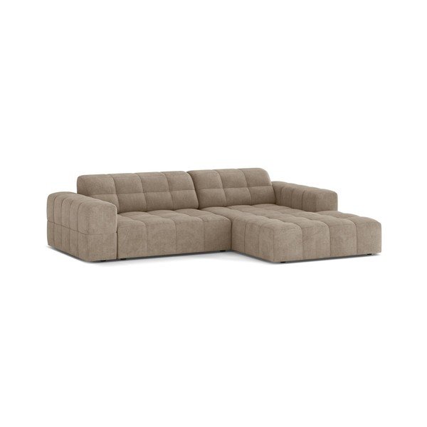 Smėlio spalvos kampinė sofa iš šenilinio audinio (su dešiniuoju kampu/su gultu) Chicago – Cosmopolitan Design-image-1