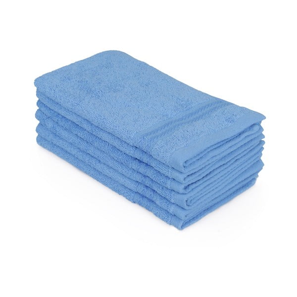 6 mėlynų vonios rankšluosčių rinkinys, 50 x 30 cm