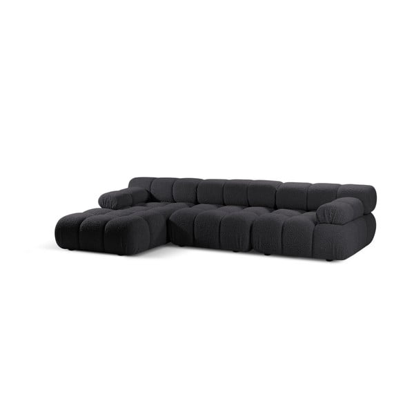 Iš boucle modulinė kampinė sofa antracito spalvos (su kairiuoju kampu) Bellis – Micadoni Home-image-3
