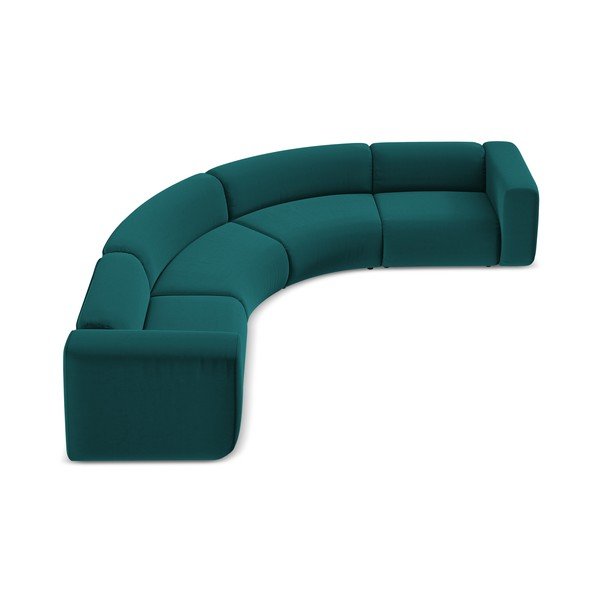 Turkio spalvos iš velveto kampinė sofa Ekahi – Makamii-image-4