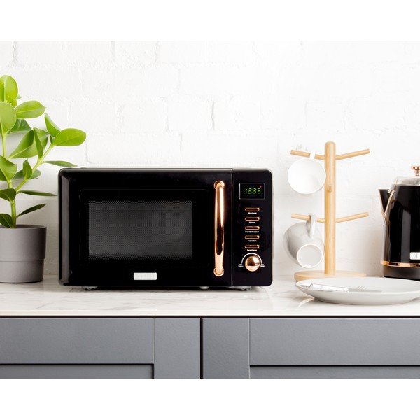 Juodos spalvos mikrobangų krosnelė Black & Copper – Haden-image-4