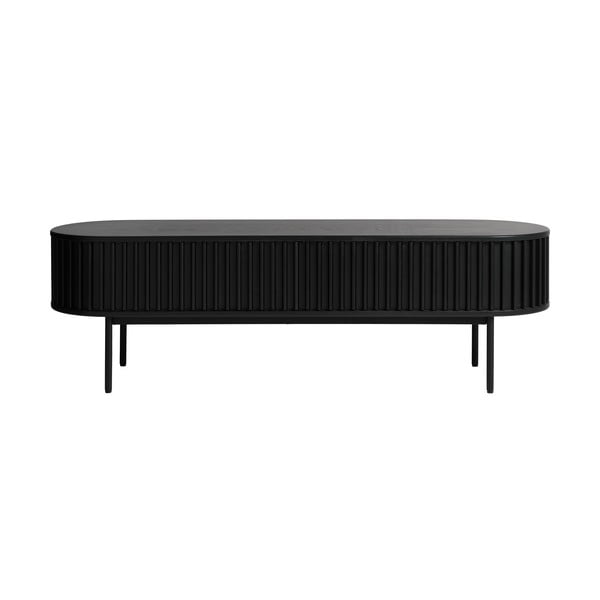 TV spintelė juodos spalvos iš ąžuolo 48x160 cm Siena – Unique Furniture