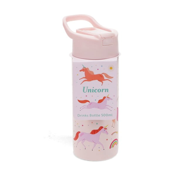 Šviesiai rožinės spalvos iš nerūdijančio plieno vaikiškas buteliukas 500 ml Unicorn – Rex London-image-3