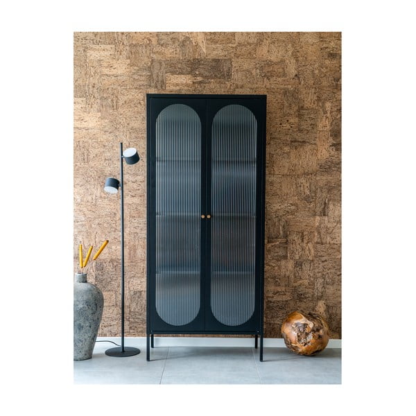 Iš metalo vitrina juodos spalvos 80x180 cm Adelaide – House Nordic-image-3