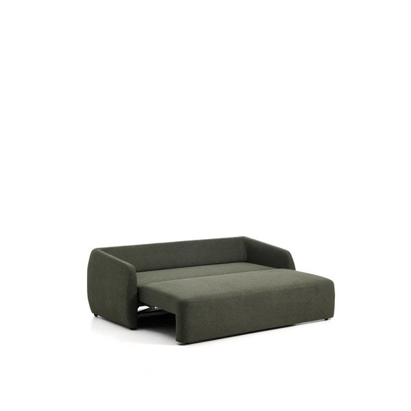 Tamsiai žalios spalvos sulankstoma sofa iš šenilinio audinio 218 cm Laira – Kave Home-image-3