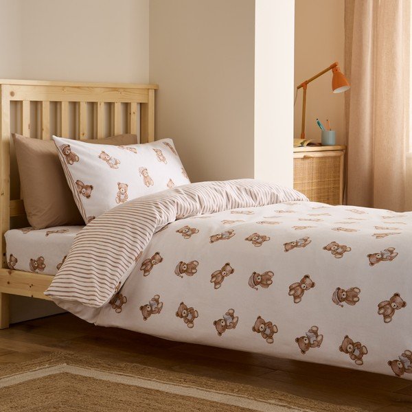 Kreminės spalvos iš flanelės viengulė vaikiška patalynė 120x150 cm Brushed Teddy Bear – Catherine Lansfield-image-4