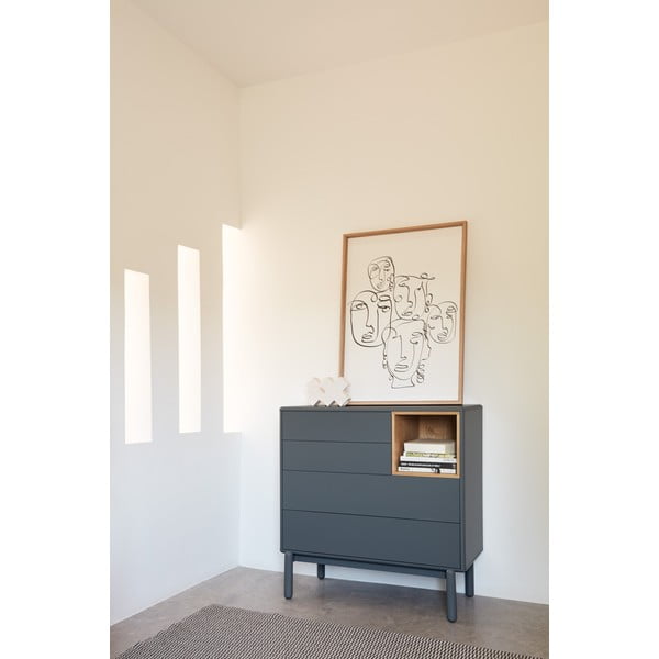 Tamsiai pilka žema komoda 90x90 cm Corvo - Teulat-image-1