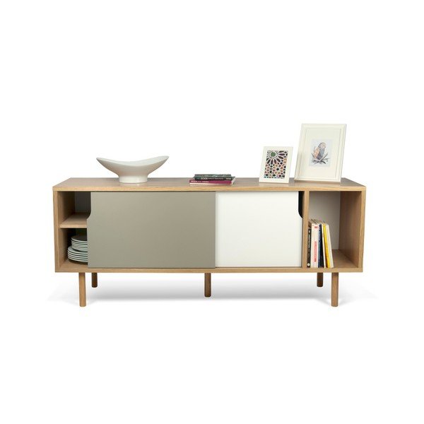 Baltos ir pilkos spalvos komoda TemaHome Dann Oak-image-2