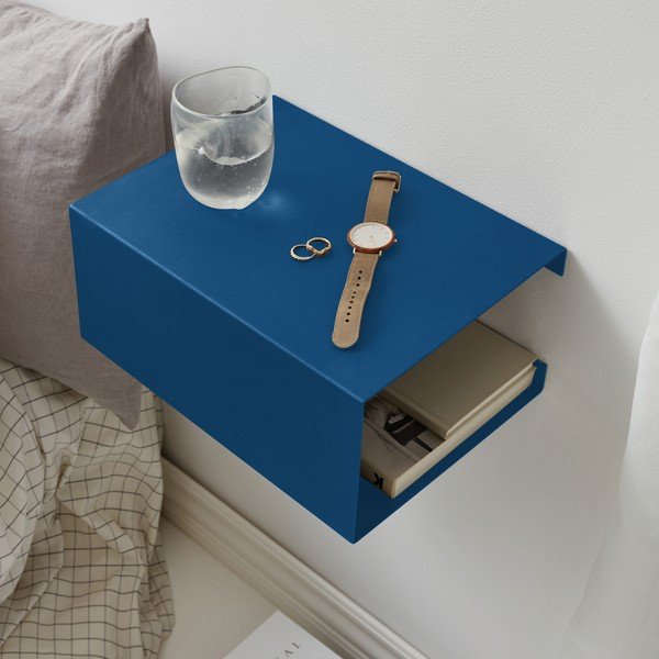 Mėlynos spalvos iš plieno kelių aukštų sieninė lentyna 35 cm – ReCollector-image-1