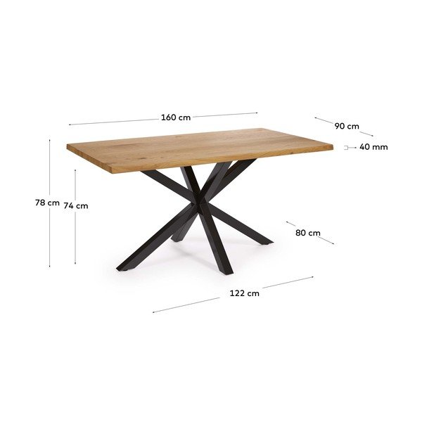 Valgomojo stalas su ąžuolo dekoro stalviršiu 90x160 cm Argo – Kave Home-image-4