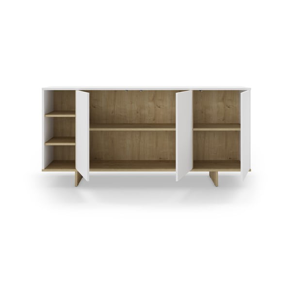 Žema šoninė spintelė baltos spalvos iš ąžuolo 170x80 cm Cequoia – Marckeric-image-4
