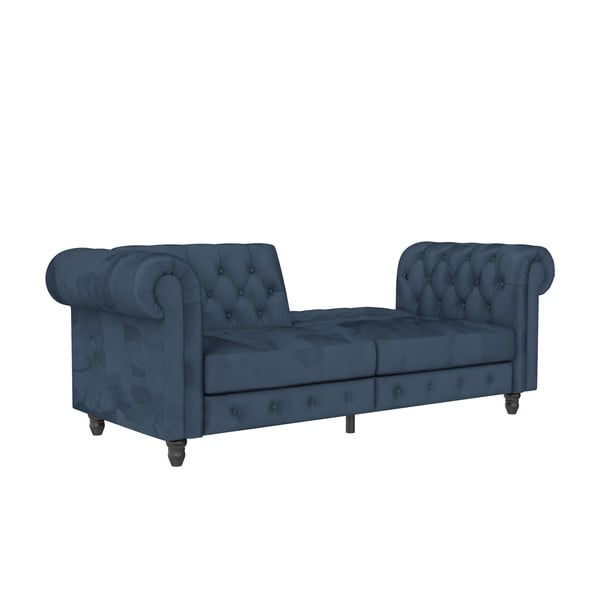 Iš velveto sulankstoma sofa tamsiai mėlynos spalvos 236 cm Felix – Støraa-image-1