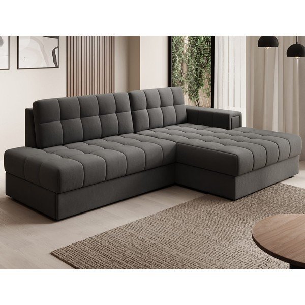 Taupe spalvos iš velveto sulankstoma kampinė sofa (su dešiniuoju kampu/su gultu) Blezalt – ELTAP-image-3