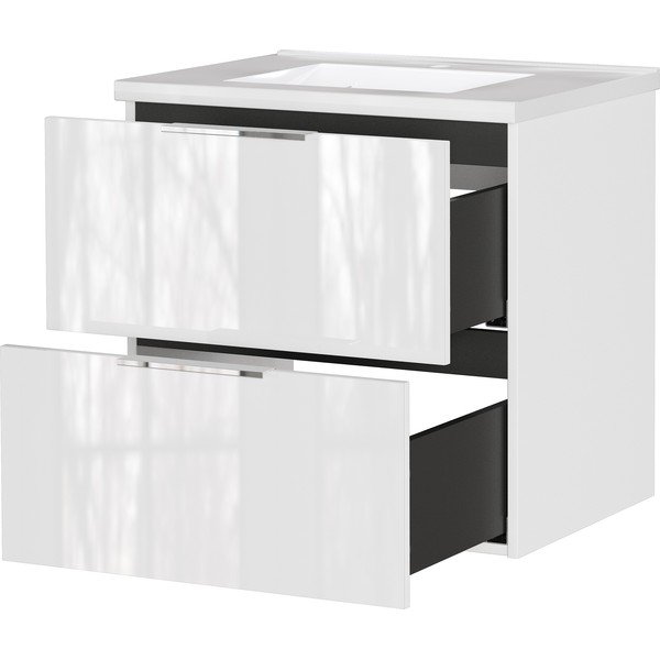 Baltos spalvos blizgus pakabinama spintelė po kriaukle 61x61 cm Celano – Germania-image-3