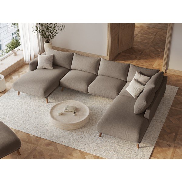 Taupe spalvos kampinė sofa („U“ formos) Naomi – Micadoni -image-1