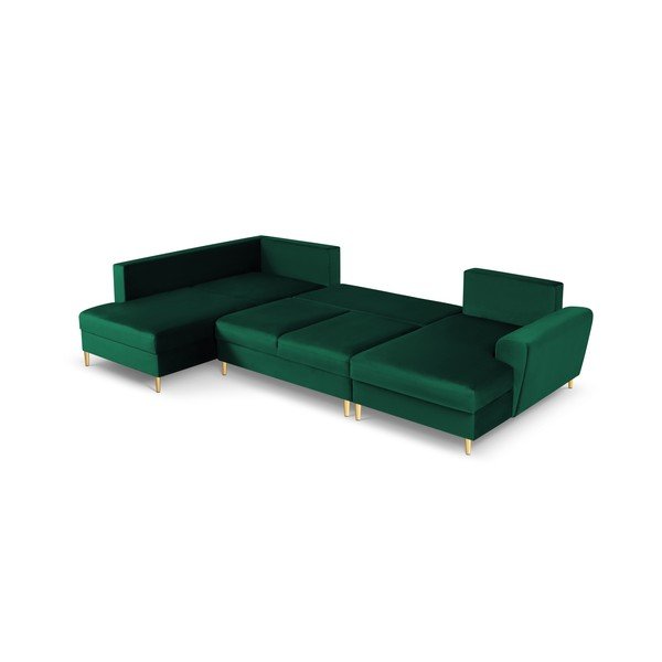 Žalios spalvos iš velveto sulankstoma/su sandėliavimo vieta kampinė sofa (su kairiuoju kampu/„U“ formos) Kyoto – Cosmopolitan Design-image-2