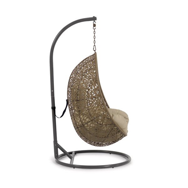 Sodo pakabinamas krėslas smėlio spalvos dirbtinis rotangas Florina – Kave Home-image-2