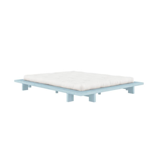 Iš pušies masyvo dvigulė lova šviesiai mėlynos spalvos su lovos grotelėmis 160x200 cm Japan – Karup Design