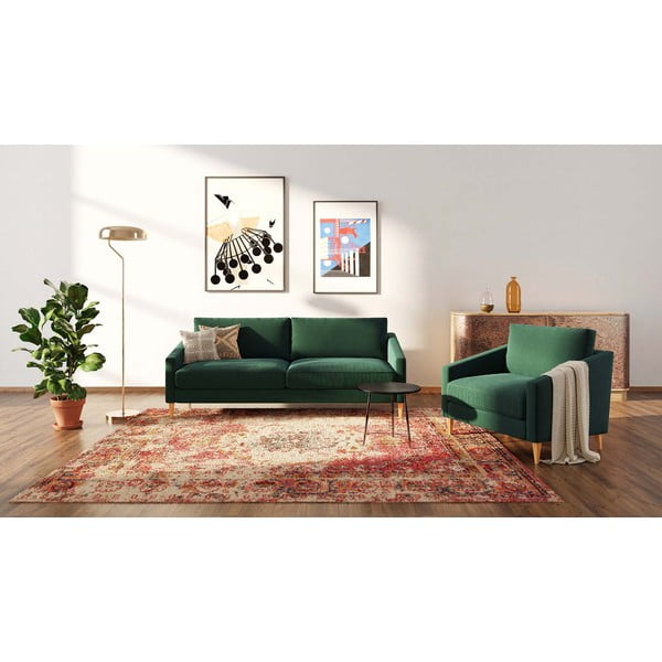 Sofa tamsiai žalios spalvos iš velveto 200 cm Karoto – Ame Yens-image-3